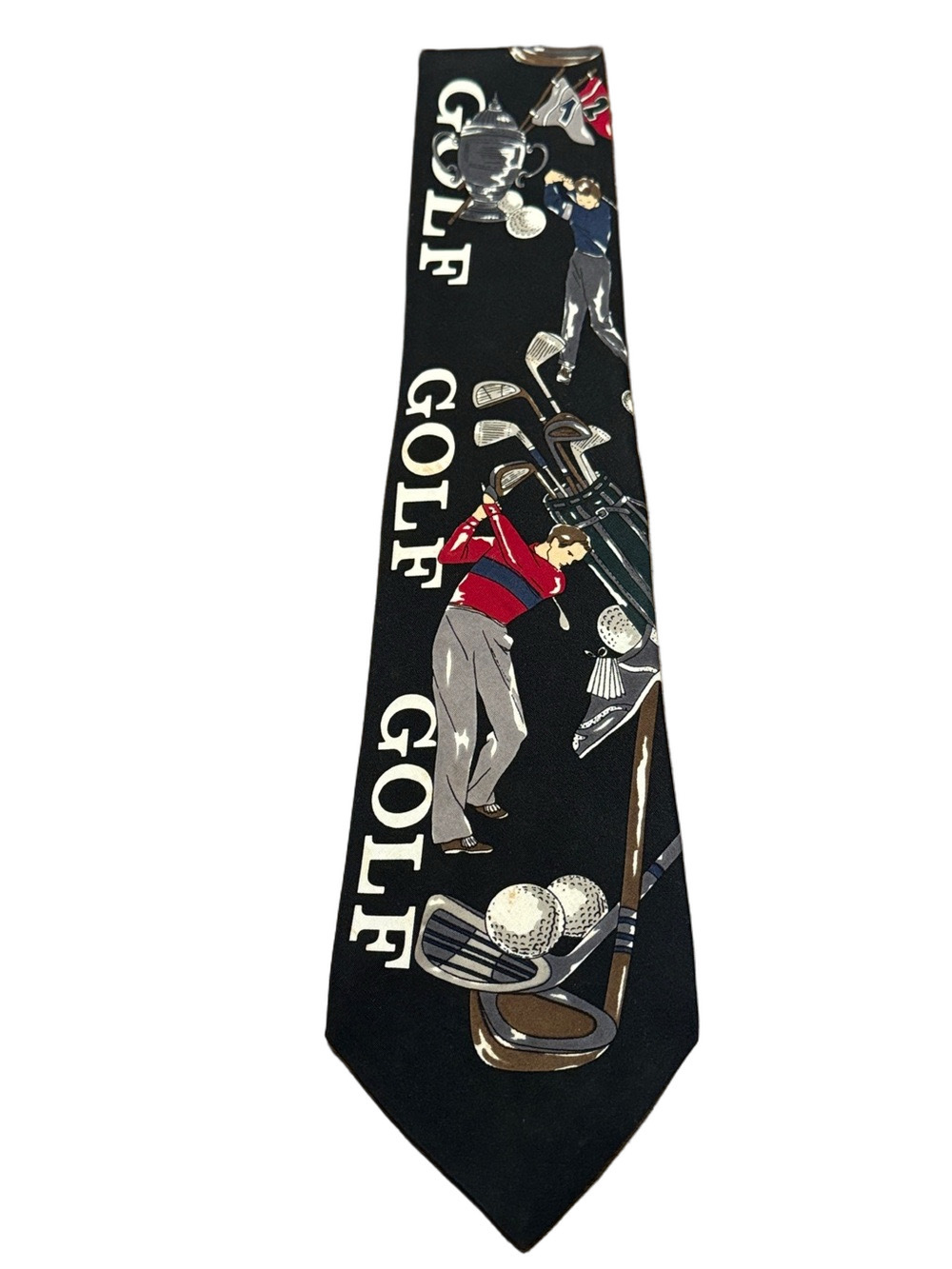 American Sports Black Golf Motif Men's Tie OSFM
